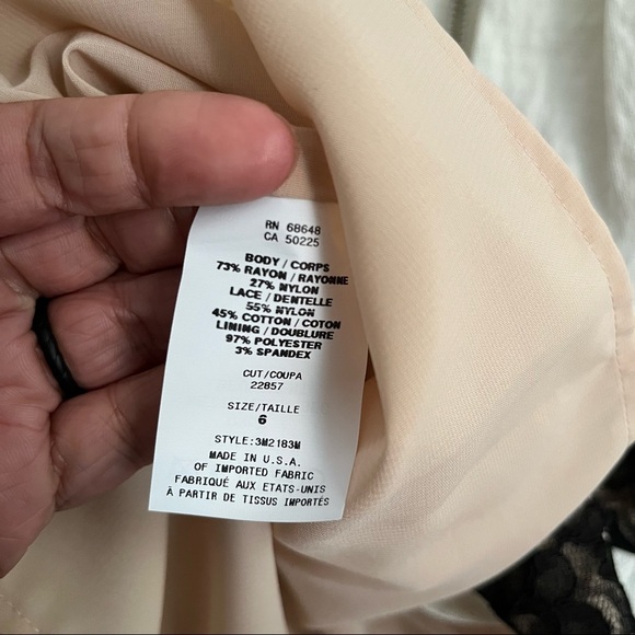 ABS Fit & Flare Ivory and Black Lace Cocktail Dress Size 6 - Picture 13 of 16